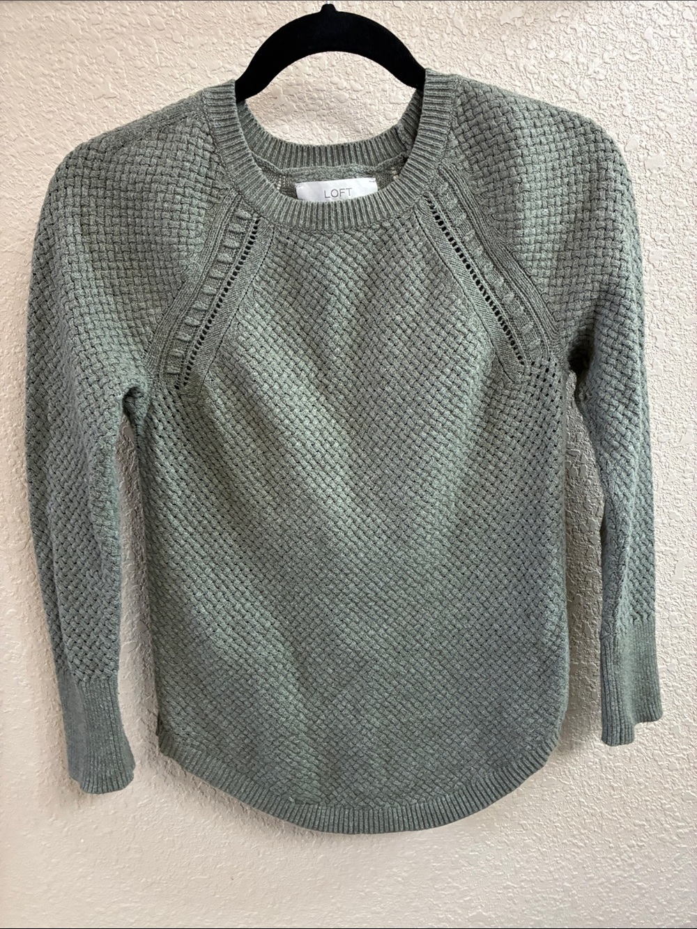 LOFT Textured Sage Green Crewneck Sweater